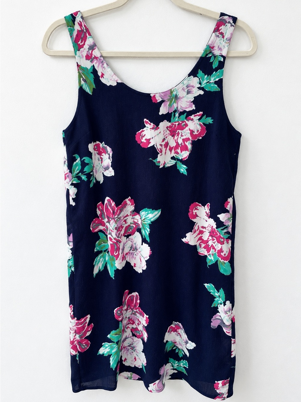 Navy and pink flower dress